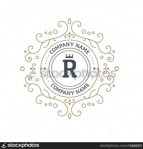 Monogram design elements template. Letter Vintage Insignia or Logotype. Calligraphic lineart design. Business sign, identity, label, badge, Cafe, Hotel. Vector illustration. Monogram design elements template. Letter Vintage Insignia or Logotype. Calligraphic lineart design. Business sign, identity, label, badge, Cafe, Hotel. Vector