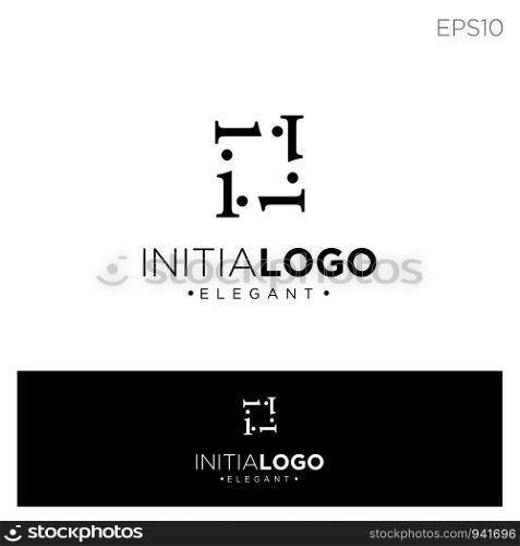 monogram initial i, ii, i logo template black color vector illustration - vector. monogram initial i, ii, i logo template black color vector illustration