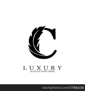 Monogram Initial Letter C Logo Luxury feather vector design for law business.