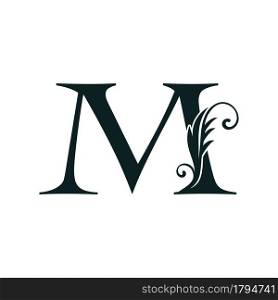 Monogram Initial Letter M luxury logo icon, luxurious vector design concept alphabet letter for vintage luxury business.