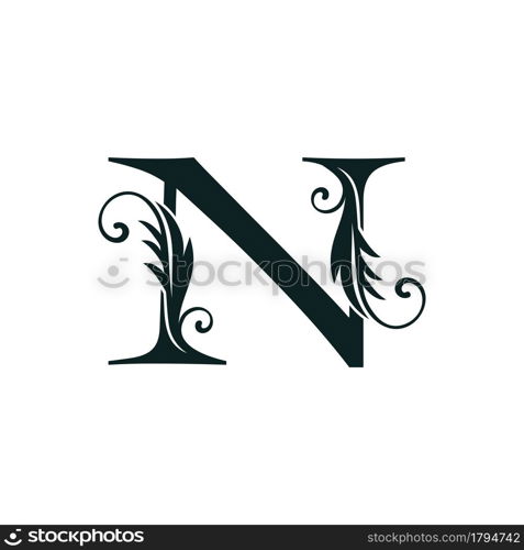 Monogram Initial Letter N luxury logo icon, luxurious vector design concept alphabet letter for vintage luxury business.