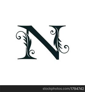 Monogram Initial Letter N luxury logo icon, luxurious vector design concept alphabet letter for vintage luxury business.