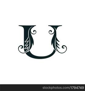 Monogram Initial Letter U luxury logo icon, luxurious vector design concept alphabet letter for vintage luxury business.