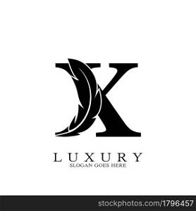 Monogram Initial Letter X Logo Luxury feather vector design for law business.
