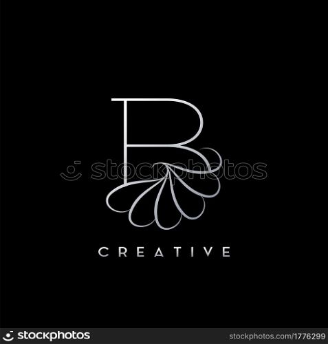 Monogram Line B Letter Logo, Creative elegant luxury vector design concept simple swirl ornate flower with alphabet letter template.