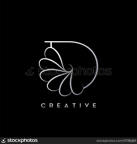 Monogram Line D Letter Logo, Creative elegant luxury vector design concept simple swirl ornate flower with alphabet letter template.