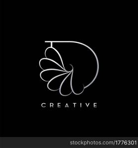 Monogram Line D Letter Logo, Creative elegant luxury vector design concept simple swirl ornate flower with alphabet letter template.