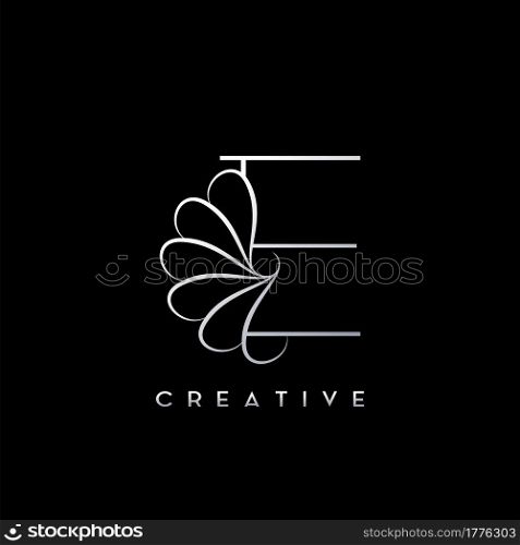 Monogram Line E Letter Logo, Creative elegant luxury vector design concept simple swirl ornate flower with alphabet letter template.