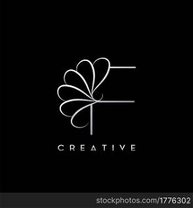 Monogram Line F Letter Logo, Creative elegant luxury vector design concept simple swirl ornate flower with alphabet letter template.