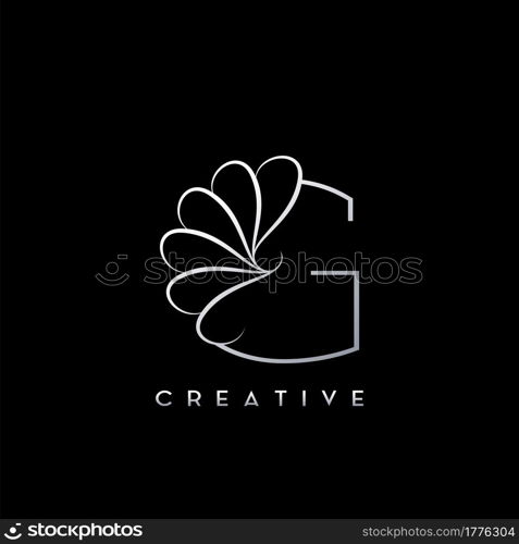Monogram Line G Letter Logo, Creative elegant luxury vector design concept simple swirl ornate flower with alphabet letter template.
