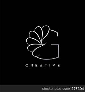 Monogram Line G Letter Logo, Creative elegant luxury vector design concept simple swirl ornate flower with alphabet letter template.
