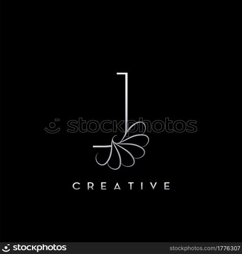 Monogram Line J Letter Logo, Creative elegant luxury vector design concept simple swirl ornate flower with alphabet letter template.