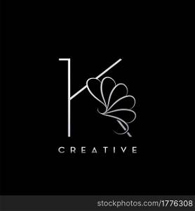 Monogram Line K Letter Logo, Creative elegant luxury vector design concept simple swirl ornate flower with alphabet letter template.