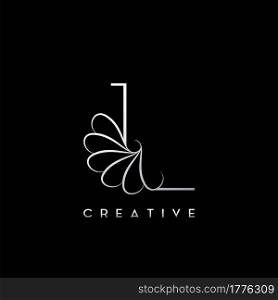 Monogram Line L Letter Logo, Creative elegant luxury vector design concept simple swirl ornate flower with alphabet letter template.