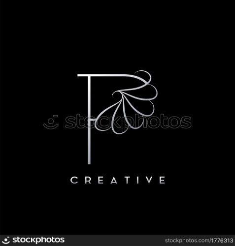 Monogram Line P Letter Logo, Creative elegant luxury vector design concept simple swirl ornate flower with alphabet letter template.