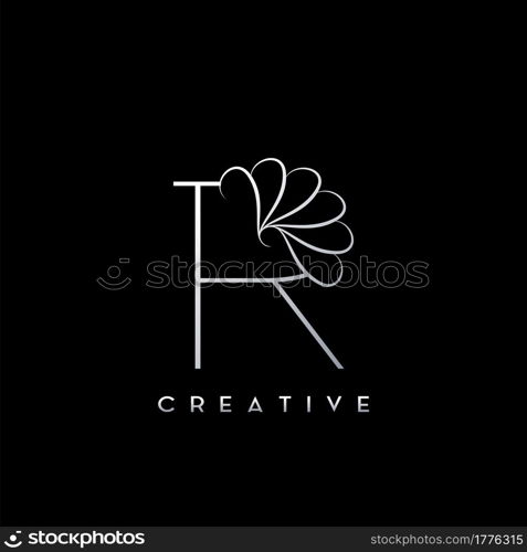 Monogram Line R Letter Logo, Creative elegant luxury vector design concept simple swirl ornate flower with alphabet letter template.