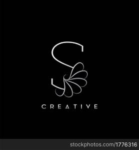 Monogram Line S Letter Logo, Creative elegant luxury vector design concept simple swirl ornate flower with alphabet letter template.
