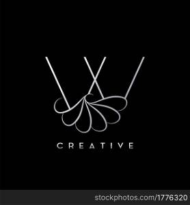 Monogram Line W Letter Logo, Creative elegant luxury vector design concept simple swirl ornate flower with alphabet letter template.