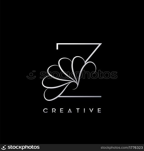 Monogram Line Z Letter Logo, Creative elegant luxury vector design concept simple swirl ornate flower with alphabet letter template.