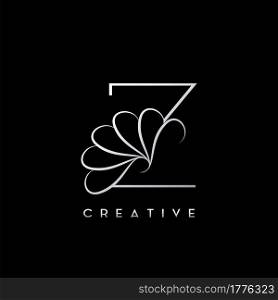 Monogram Line Z Letter Logo, Creative elegant luxury vector design concept simple swirl ornate flower with alphabet letter template.
