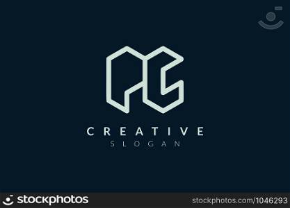 Monogram logo design for letters P and C minimalist. Simple and modern vector design for business brand and product
