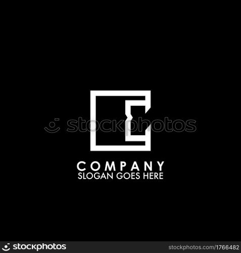 Monogram Logo E initial letter looping linked square line shape design for business style.