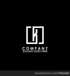 Monogram Logo K initial letter looping linked square line shape design for business style.