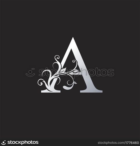 Monogram Luxury A Letter Logo Icon, Initial ornate swirl floral leaf vector design concept