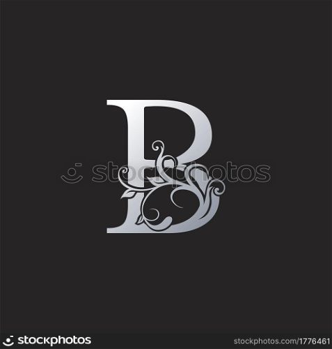 Monogram Luxury B Letter Logo Icon, Initial ornate swirl floral leaf vector design concept