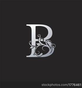 Monogram Luxury B Letter Logo Icon, Initial ornate swirl floral leaf vector design concept