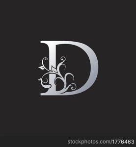 Monogram Luxury D Letter Logo Icon, Initial ornate swirl floral leaf vector design concept