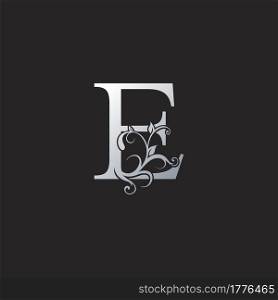 Monogram Luxury E Letter Logo Icon, Initial ornate swirl floral leaf vector design concept