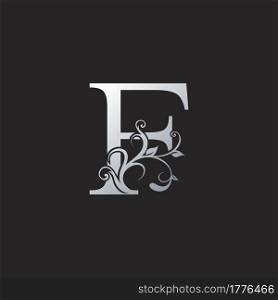 Monogram Luxury F Letter Logo Icon, Initial ornate swirl floral leaf vector design concept