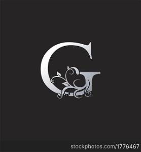 Monogram Luxury G Letter Logo Icon, Initial ornate swirl floral leaf vector design concept