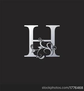 Monogram Luxury H Letter Logo Icon, Initial ornate swirl floral leaf vector design concept