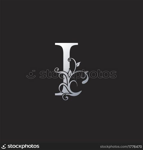 Monogram Luxury I Letter Logo Icon, Initial ornate swirl floral leaf vector design concept