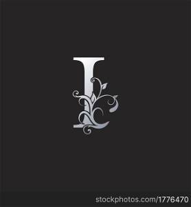 Monogram Luxury I Letter Logo Icon, Initial ornate swirl floral leaf vector design concept