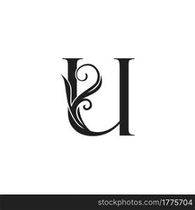 Monogram Luxury Initial Logo Letter U vector design concept luxury floral leaf for luxuries business identity.