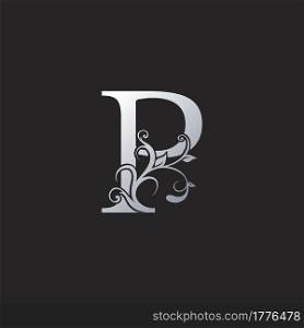 Monogram Luxury P Letter Logo Icon, Initial ornate swirl floral leaf vector design concept