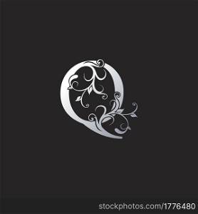 Monogram Luxury Q Letter Logo Icon, Initial ornate swirl floral leaf vector design concept