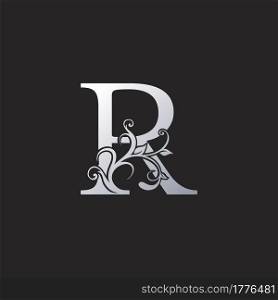 Monogram Luxury R Letter Logo Icon, Initial ornate swirl floral leaf vector design concept