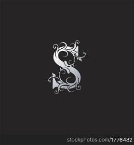 Monogram Luxury S Letter Logo Icon, Initial ornate swirl floral leaf vector design concept
