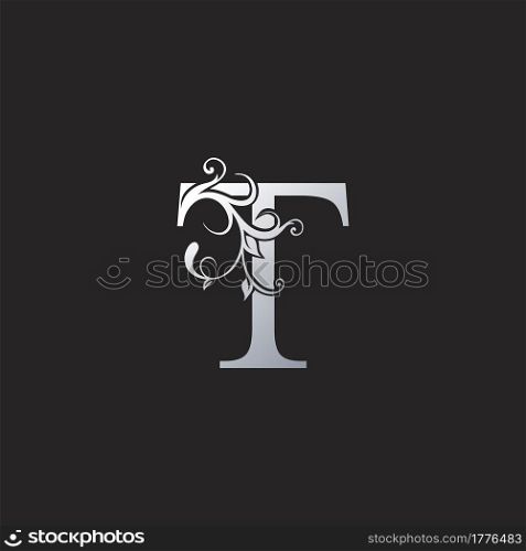 Monogram Luxury T Letter Logo Icon, Initial ornate swirl floral leaf vector design concept