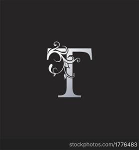 Monogram Luxury T Letter Logo Icon, Initial ornate swirl floral leaf vector design concept