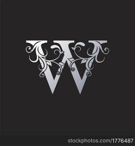 Monogram Luxury W Letter Logo Icon, Initial ornate swirl floral leaf vector design concept