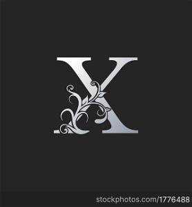 Monogram Luxury X Letter Logo Icon, Initial ornate swirl floral leaf vector design concept