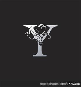 Monogram Luxury Y Letter Logo Icon, Initial ornate swirl floral leaf vector design concept