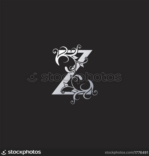 Monogram Luxury Z Letter Logo Icon, Initial ornate swirl floral leaf vector design concept