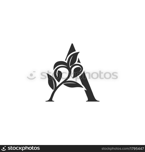 Monogram Nature Floral A Luxury Letter Logo Concept. Elegance black and white florist alphabet font vector design