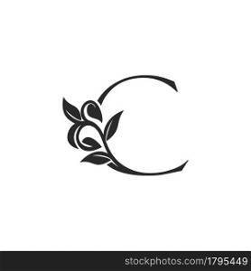 Monogram Nature Floral C Luxury Letter Logo Concept. Elegance black and white florist alphabet font vector design